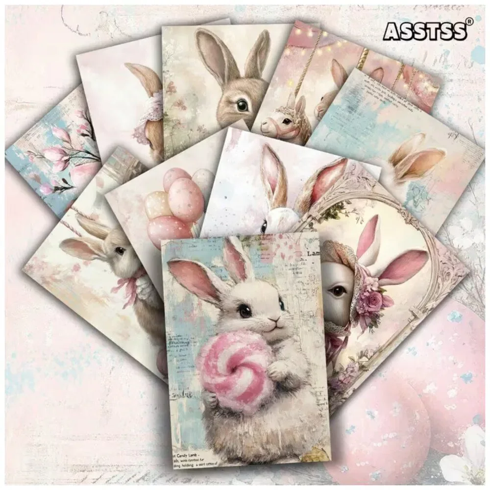 NWT 20pc Vintage Easter Bunny Shabby Chic Junk Journal Cards Craft Paper DIY Art